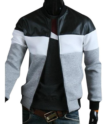 Chaqueta Casual Con Diseño De Patchwork Para Hombre.