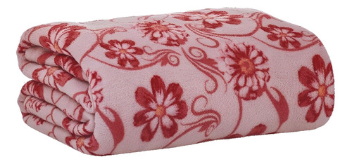 Manta De Casal Soft Floral Rosa Niágara Jolitex