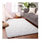 Tapete Sala Quarto Costa Oro Super Peludo 140 X 100 Shaggy Cor Branco Desenho Do Tecido Cor