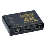 Switch Hdmi Adaptador Hub 5x1 4k + Cabo Hdmi 2m 4k Blindado