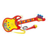 Guitarrinha Infantil Brinquedo Musical Com Microfone Som Luz