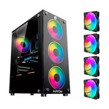 Gabinete Gamer Hayom Gb1749, Rgb, Mid-t, Lat De Vidro,c/ 4f