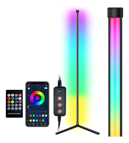 Lámpara De Pie Esquina Rgb 9w 150cm Bt Controlada Por Usb Co