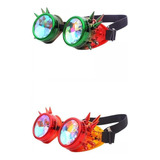 2x Rainbow Steampunk Goggles Lentes De Caleidoscopio De