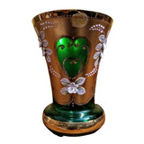 Antigo Vaso Veneziano Em Vidro Verde - R 6934