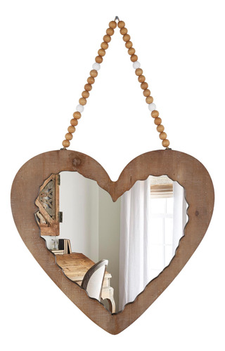 Espejo Colgante Corazón Decorativo Rústico 48 X 72 Cm