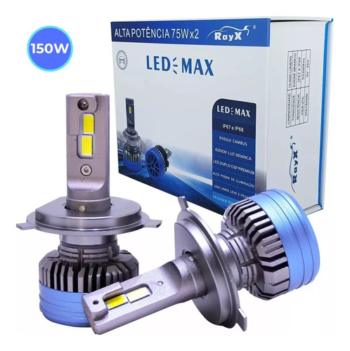 Par Led Max Rayx 150w 6k 15000l H1 H3 H7 H8 H11 H27 Hb3 Hb4