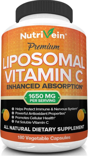 Liposomal Vitamina C 1650 Mg 180 Cáps Alta Absorcion