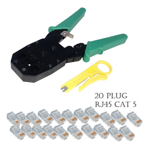 Pinza Ponchadora Red Rj45 Con Pela Cable + Plus + Botas 