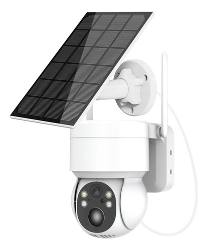 Camara Ip Domo Exterior Panel Solar Seguridad Wifi Hd Vision Color Blanco