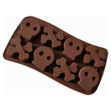 Molde Silicona Calaveras Huesos Cruzados Chocolate Fondant 
