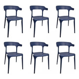 Set 6 Sillas Moderna Minimalista Africa Comedor Jardin Estructura De La Silla Azul Navy Asiento Azul Navy