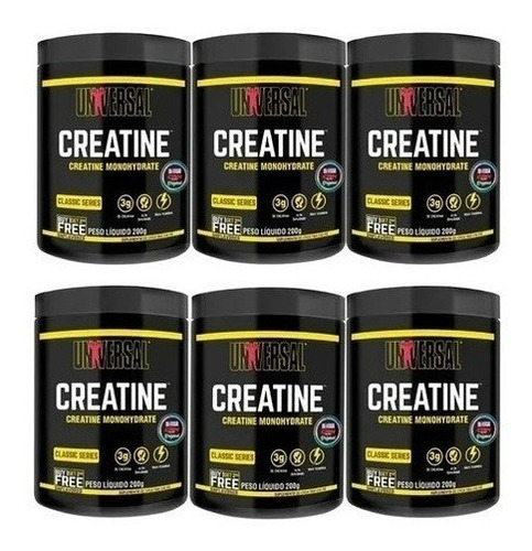 Kit 6un Creatina Powder Universal (200g) Importada Lacrada!!