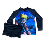 Conjunto Infantil Naruto Menino Proteção Solar Uv50 