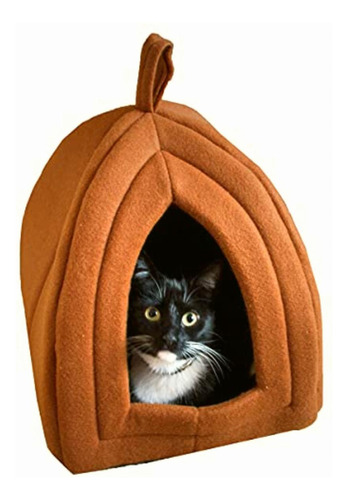 Petmaker Cozy Kitty Tent Igloo Plush Cat Bed, Brown