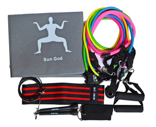 Kit Gimnasia Entrenamiento Funcional Colchoneta Soga Bandas