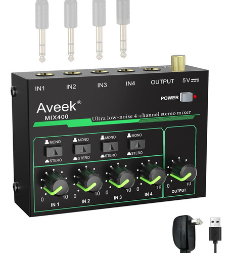 Aveek Mezclador De 4 Canales Bajo Ruido Para Audio 3 X 4.4