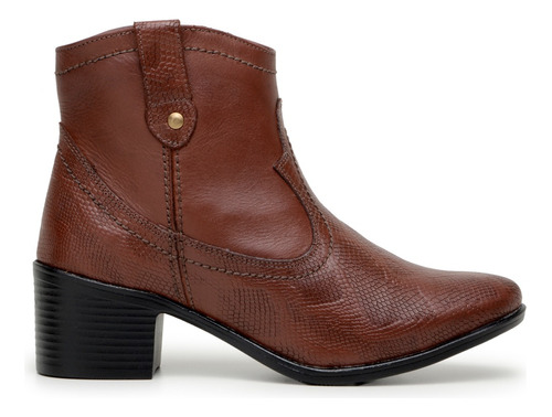 Bota Feminina Western Country Couro Cano Curto Cascavél