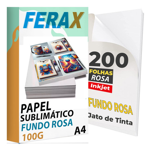 Papel Sublimatico A4 Rosa 200 Folhas - Profissional