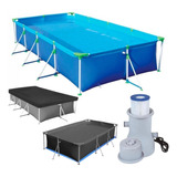 Kit Piscina 5000 L Premium Capa + Forro + Bomba Filtro 110v