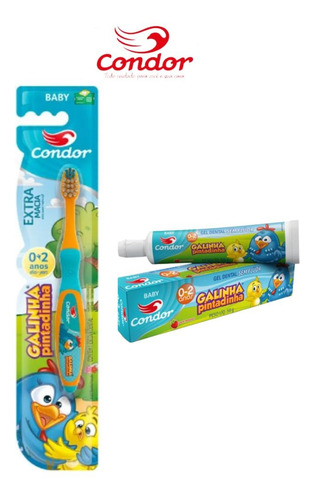 Escova+gel Dental Galinha Pintadinha Baby Extra Macia-condor