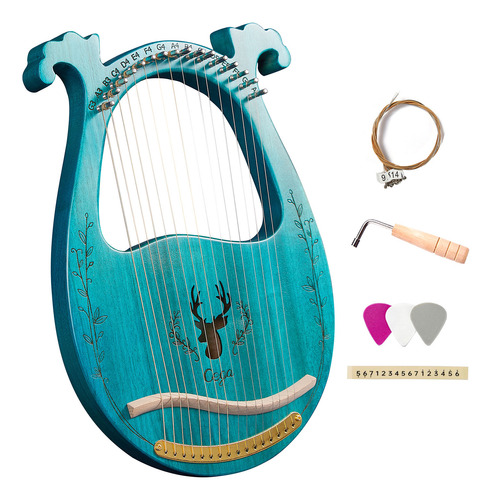 Juego De Pegatinas Lyre Harp Extra De 16 Cuerdas, Llavero