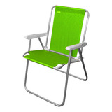 Reposera Sillon 1 Posicion Aluminio Silla Alta Playa Camping Color Verde Lima