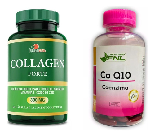 Coenzima Q10  120 Cápsulas  + Colágeno Fortificado  - Pack 