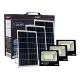 Refletor Led Solar Avant 200w Preto 6500k Luz Branca 3 Uni.