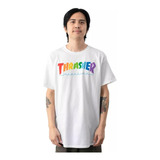 Polera Thrasher Rainbow Mag Color Blanco Algodón // Original