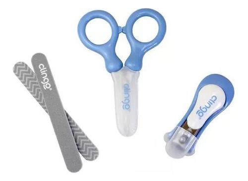 Kit Manicure Infantil (cortador-tesoura-lixa ) Clingo Azul