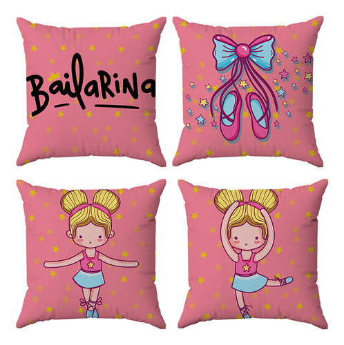 Kit 4 Capas Almofadas Decorativas Bailarina 45x45 - Id Decor