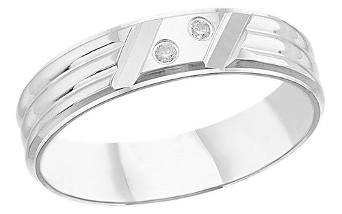 Anillo Argolla De Matrimonio Con Zirconia  Plata Ley  .925