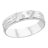 Anillo Argolla De Matrimonio Con Zirconia  Plata Ley  .925