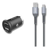 Carregador Veicular Philips Turbo 3.8a/24w + Cabo Usb Type-c