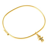 Bracelete Rígido Prata 925 Dourada 18k - Pingente Menino