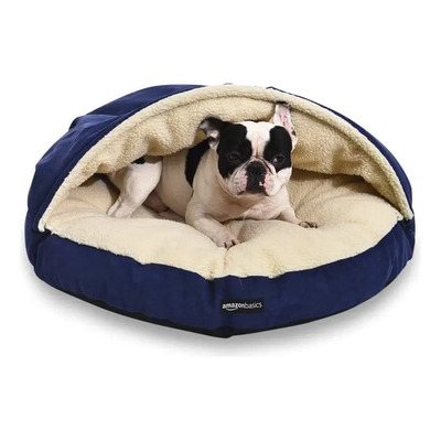 Cama Cueva De Almohadón Lavable Azul Mediana Para Mascotas Amazon Basics Blue