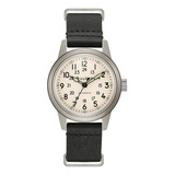 Reloj Bulova Military Hack Watch Automático 96a246 Color De La Malla Negro Color Del Bisel Plateado Color Del Fondo Beige