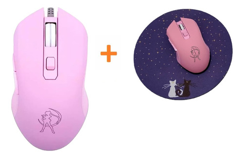 Mouse Sailor Moon Rosa Raton Pc Luz Led + Mousepad Gratis