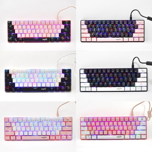 Teclado Mecanico 60% Glow Up Custom Keycaps Rgb Nskbgz61