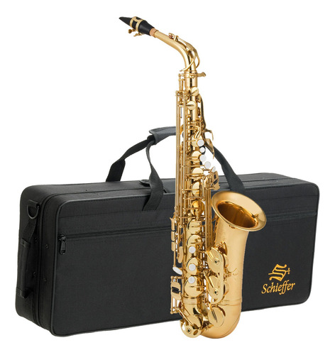 Sax Alto Corpo E Chaves Laqueado Gold C/ Estojo Schieffer