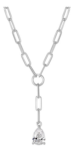 Collar Corbatero De Plata 925 Con Dije De Piedra Circonia