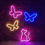 Letras Luminosas De Mariposa Y Gato, Juego De 4 Luces L...