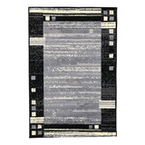 Carpeta Alfombra Moderna Kreatex 3881 Negra Y Gris 60x100cm