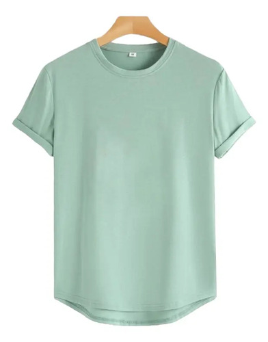 Camiseta Hombre Negra Corte Fit Long Básica Lisa Playera