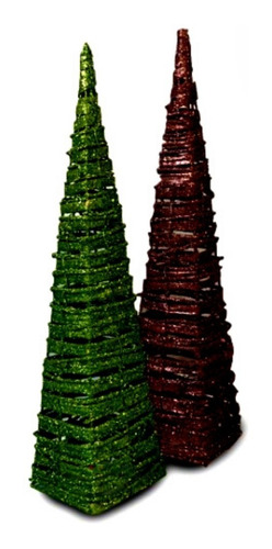 2 Arboles Decorativos Ratán De Navidad 45 Cm. Soiferh Bazar 