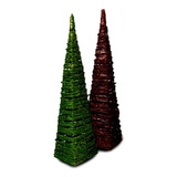 2 Arboles Decorativos Ratán De Navidad 45 Cm. Soiferh Bazar 