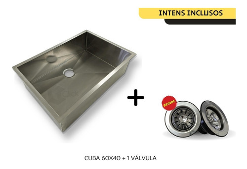 Cuba Inox Escovado Gourmet Calha Válvula Pia Umida 60x40