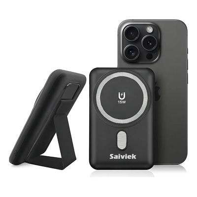 Power Bank Magnético Inalámbrico 10000mah SAIVIEK T6, Tipo-c 20w Y Usb-a Qc 22.5w Carga Super Rápida, Banco De Energía Magsafe Con Soporte Plegable Compatible Con iPhone 15\u002F15 Pro Y iPhone 14\u002F13\u002F12 | Envío gratis