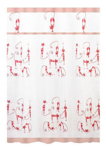 Cortina De Baño Tela Jacquard Lino Cats Pink 